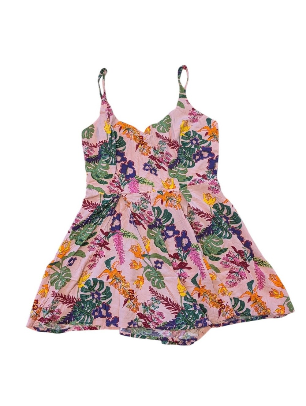 NEW Collectif Sienna Vibrant Tropics Playsuit Pink Tropical Floral 10